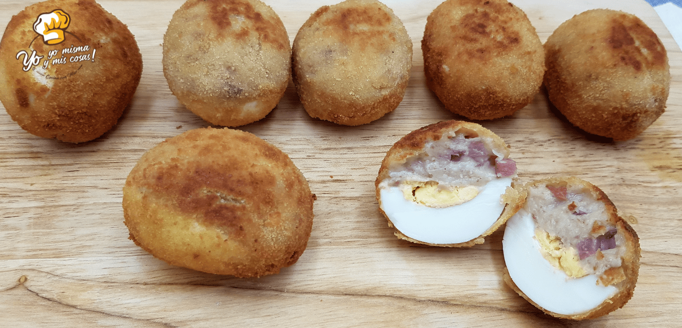 Huevos rellenos con bechamel de jamón Huevos rellenos con bechamel de jamón
