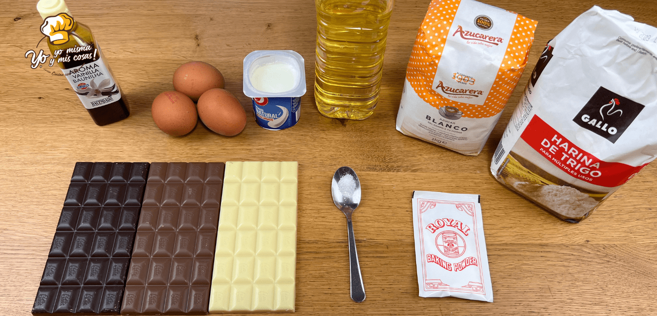 Bizcocho de yogur con 3 Chocolates