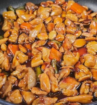 pollo con almendras en salsa agridulce