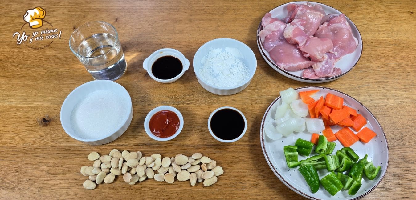 pollo con almendras en salsa agridulce 