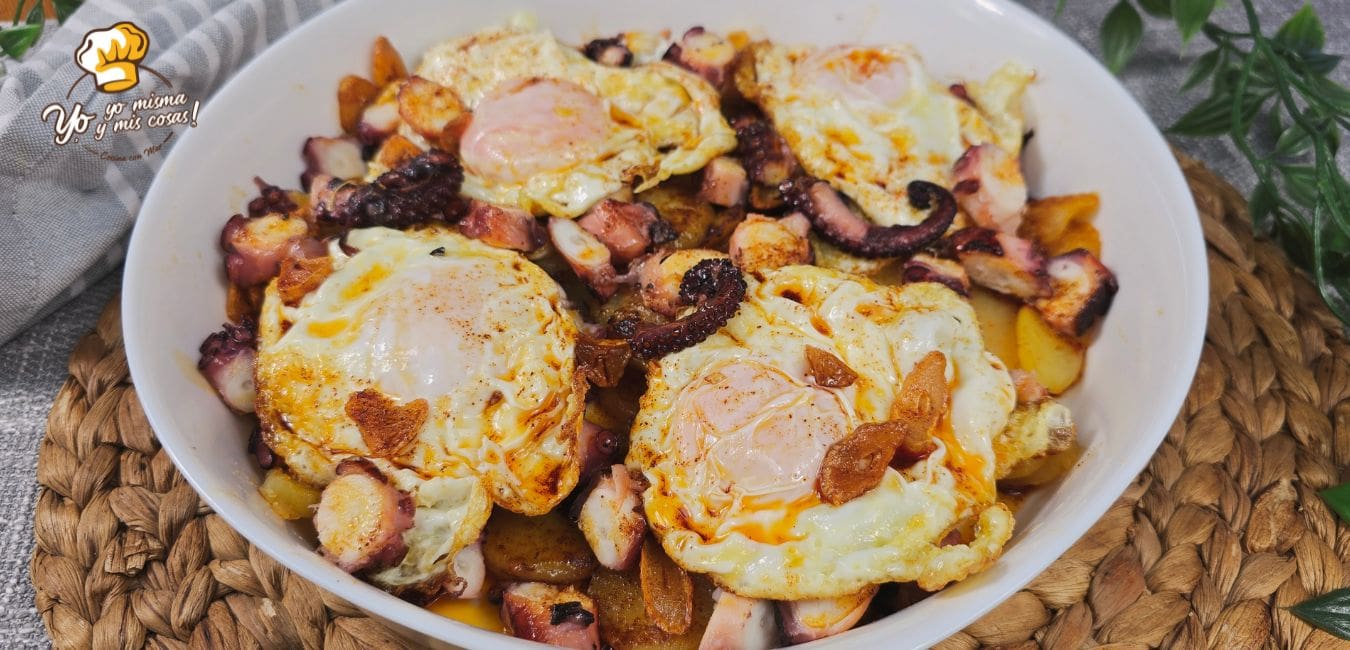 patatas con pulpo y huevos 