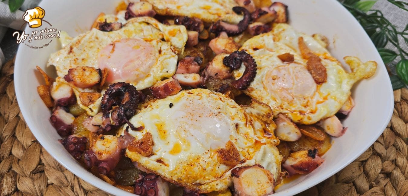 patatas con pulpo y huevos