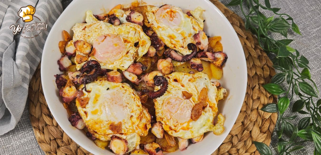 patatas con pulpo y huevos 
