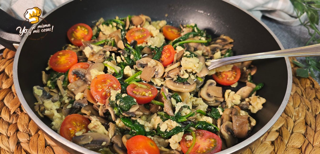 salteado de champiñones con espinacas